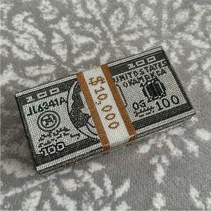 $10,000 Rhinestone hundred dollar bills purse clutch